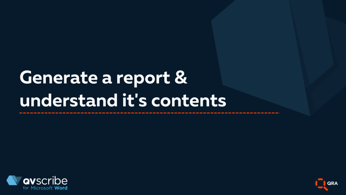 Generate a report & understand its contents