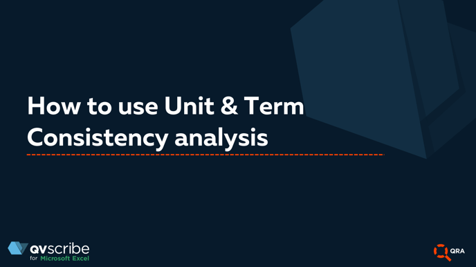 How to use Unit & Term Consistency analysis-1